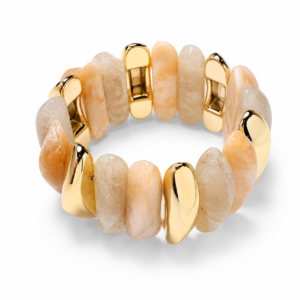Kralen armband creme/goud breed