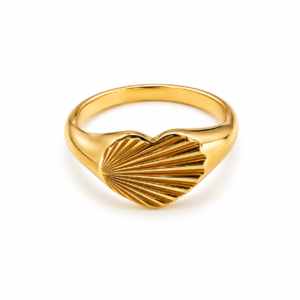 Goudkleurige ring hart groot