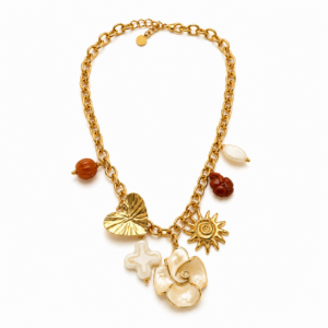 Goudkleurige ketting bedels bloem