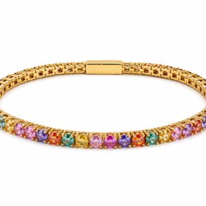 Goudkleurige armband met gekleurde steentjes