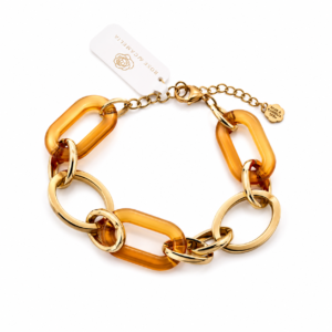 Goud/oranjekleurige schakel armband