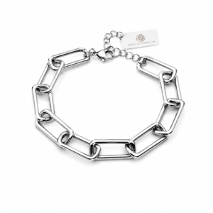 Zilverkleurige schakel armband