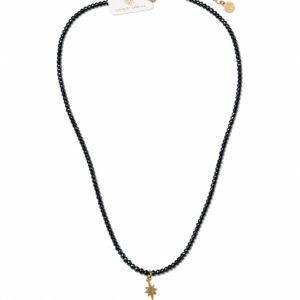 Zwarte kralen ketting met ster