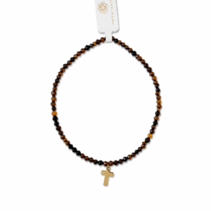 Bruin kralen armband met kruis
